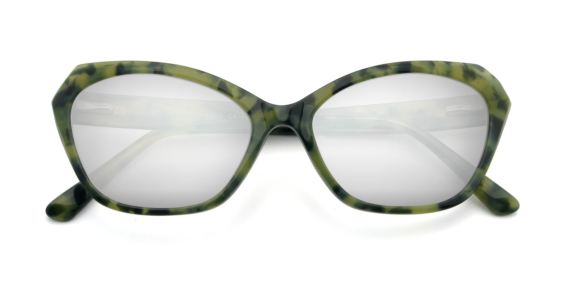 Folded Front of 17351 in Floral Green with Silver Mirrored Lenses