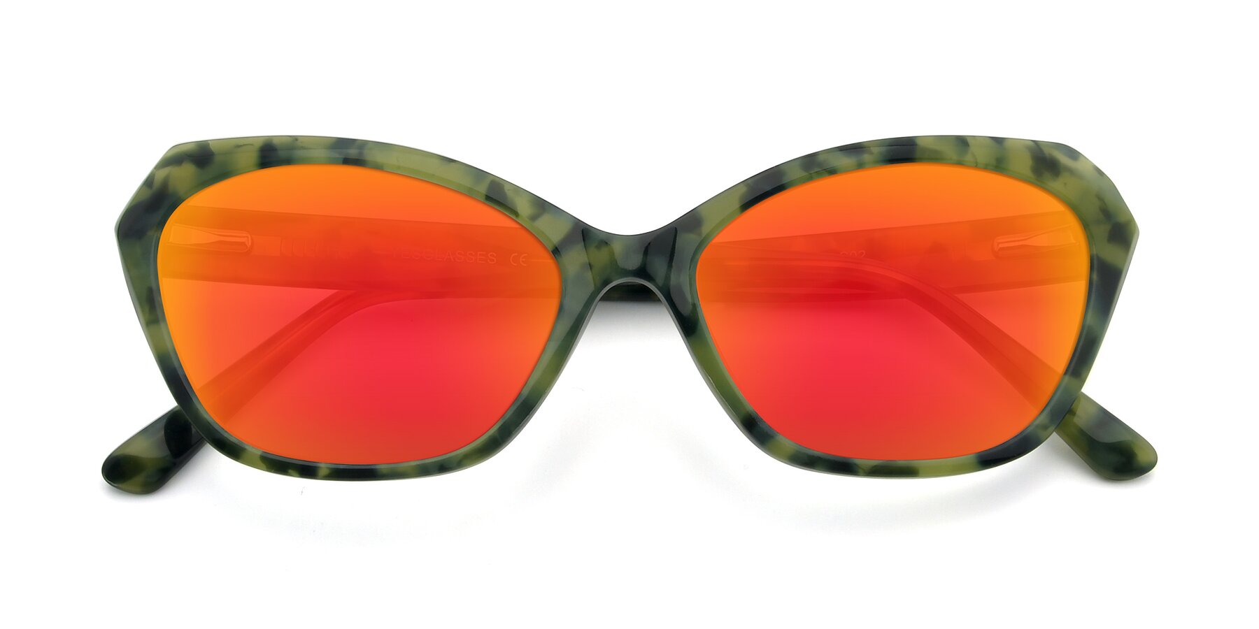 Folded Front of 17351 in Floral Green with Red Gold Mirrored Lenses