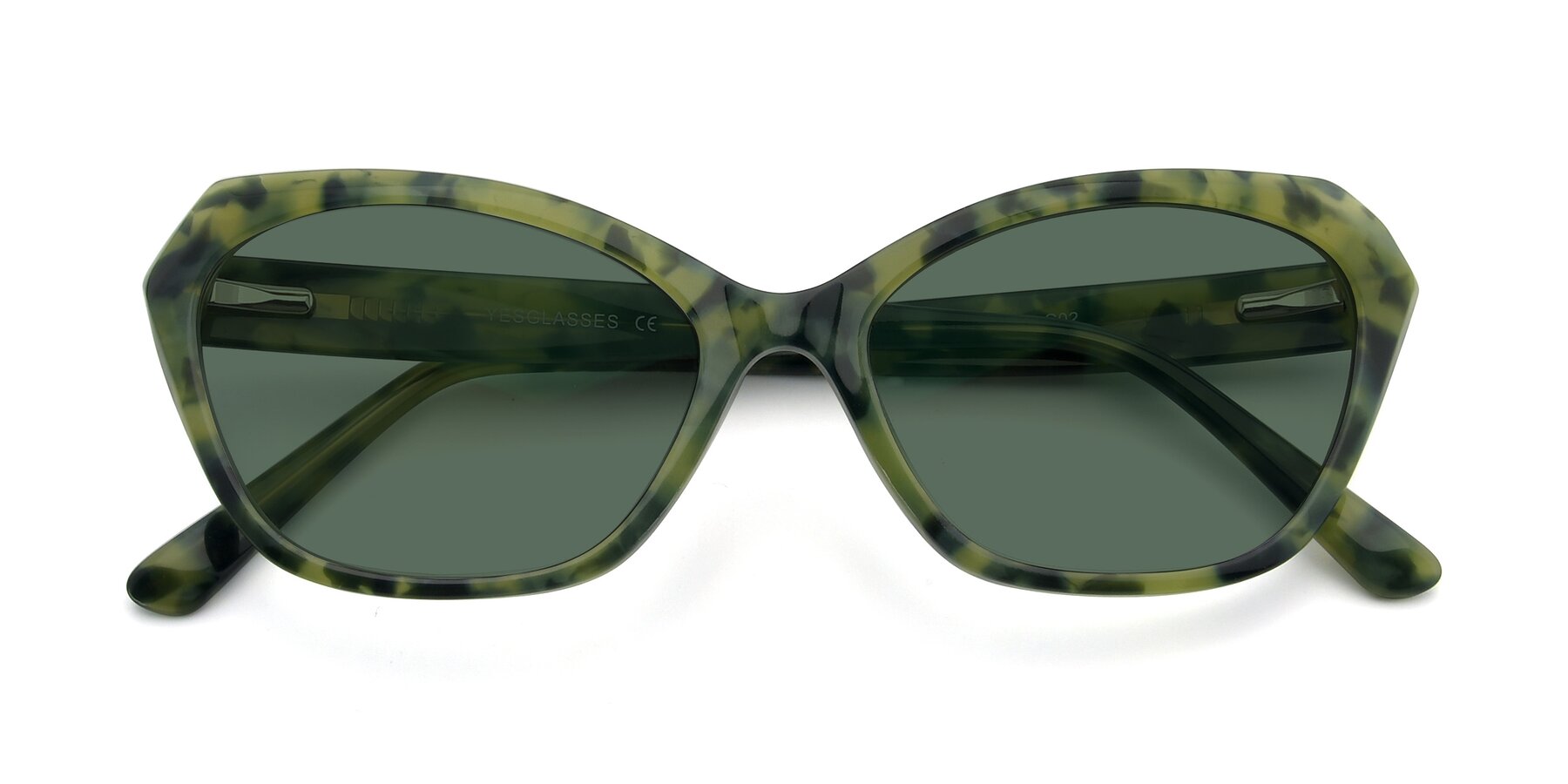 Folded Front of 17351 in Floral Green with Green Polarized Lenses