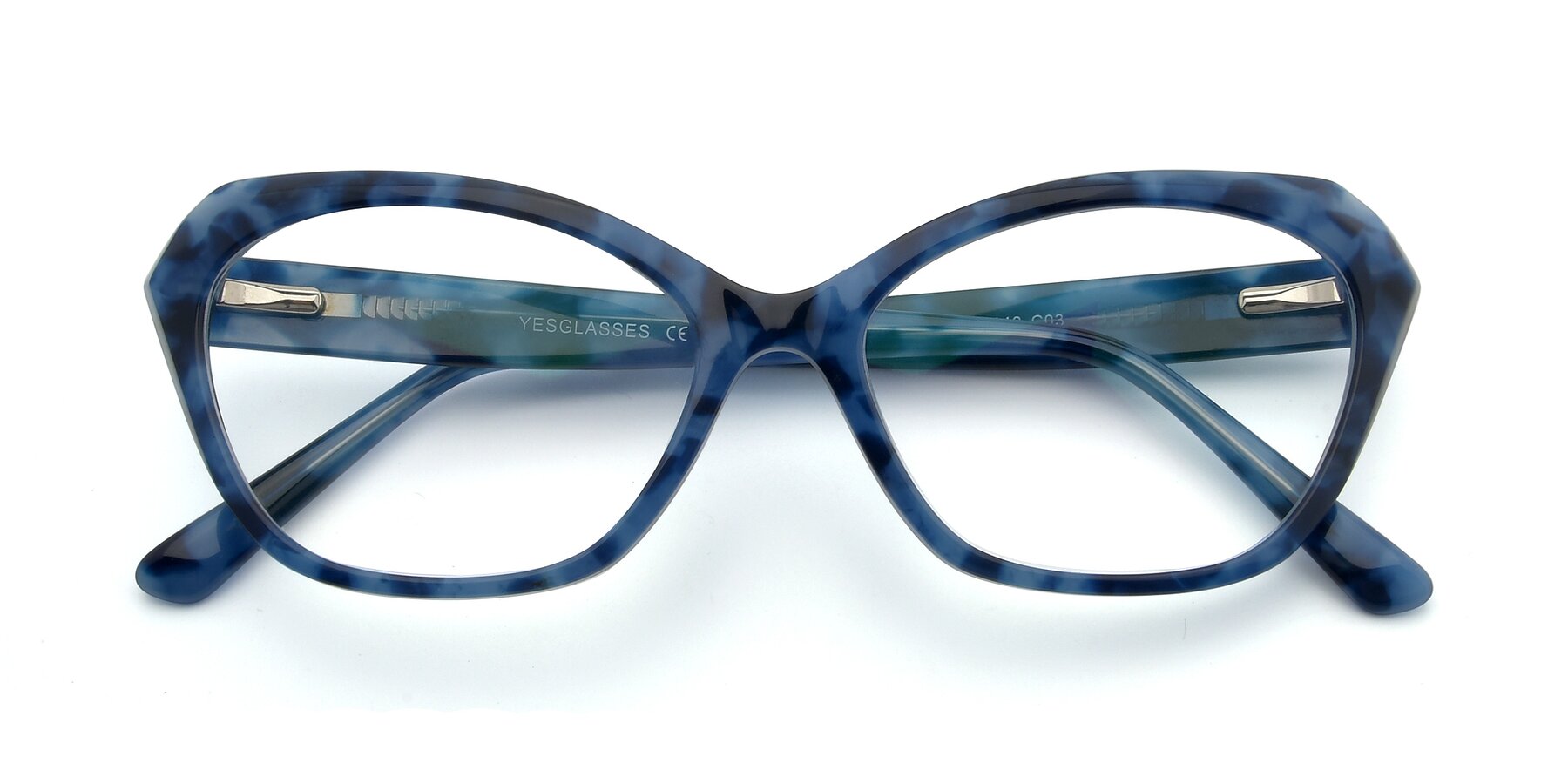 Folded Front of 17351 in Floral Blue with Clear Eyeglass Lenses