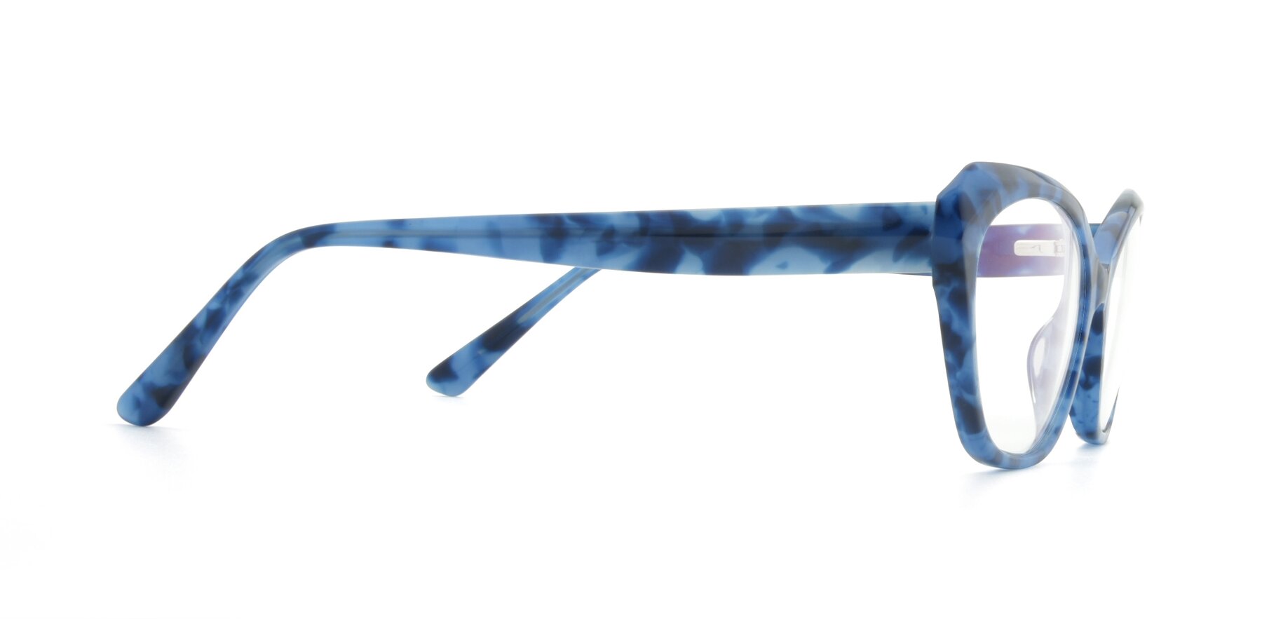Side of 17351 in Floral Blue with Clear Blue Light Blocking Lenses