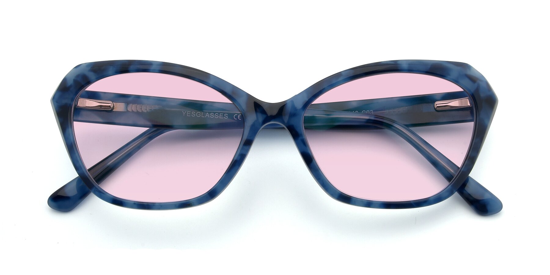 Folded Front of 17351 in Floral Blue with Light Pink Tinted Lenses