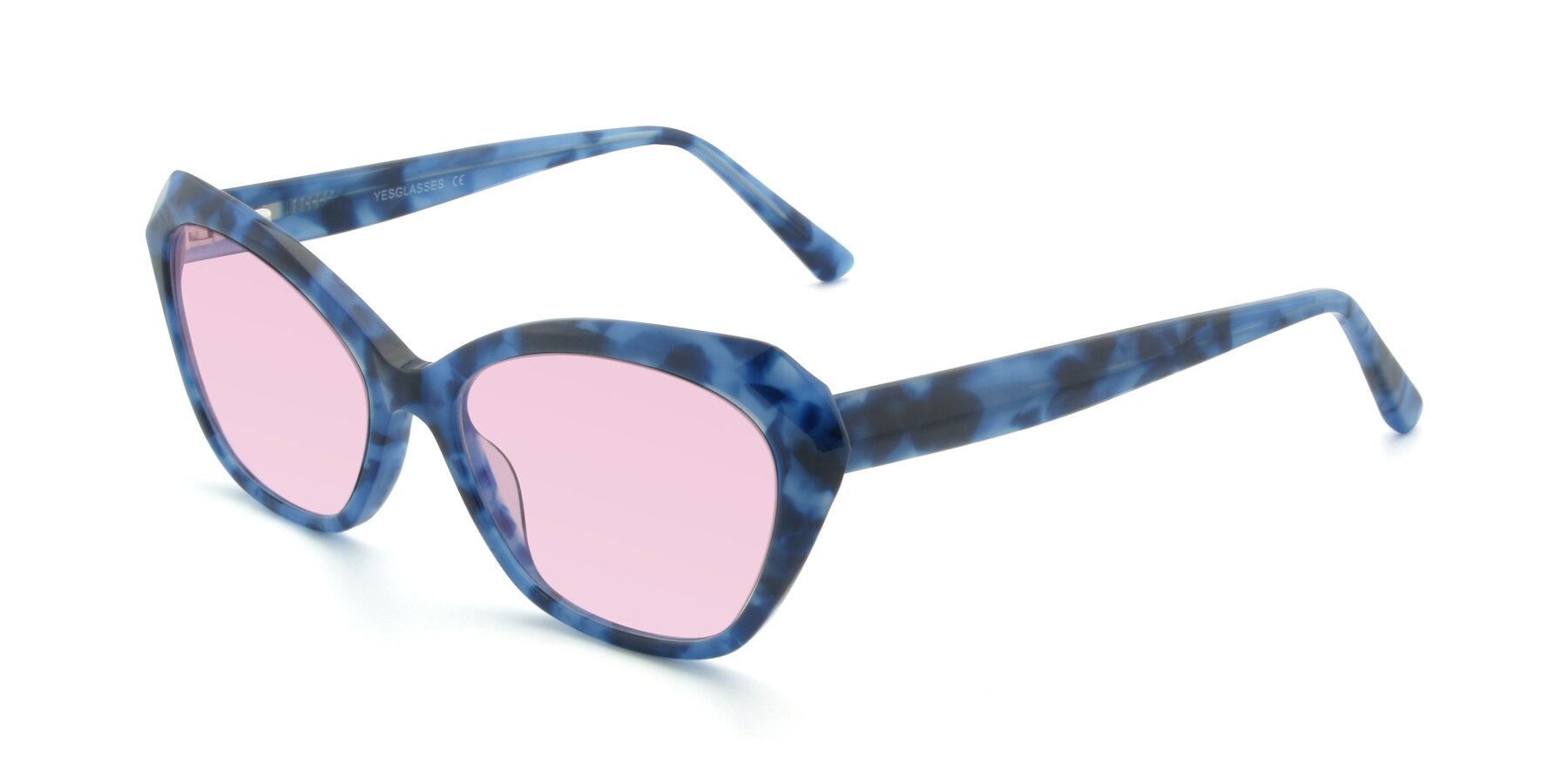Angle of 17351 in Floral Blue with Light Pink Tinted Lenses