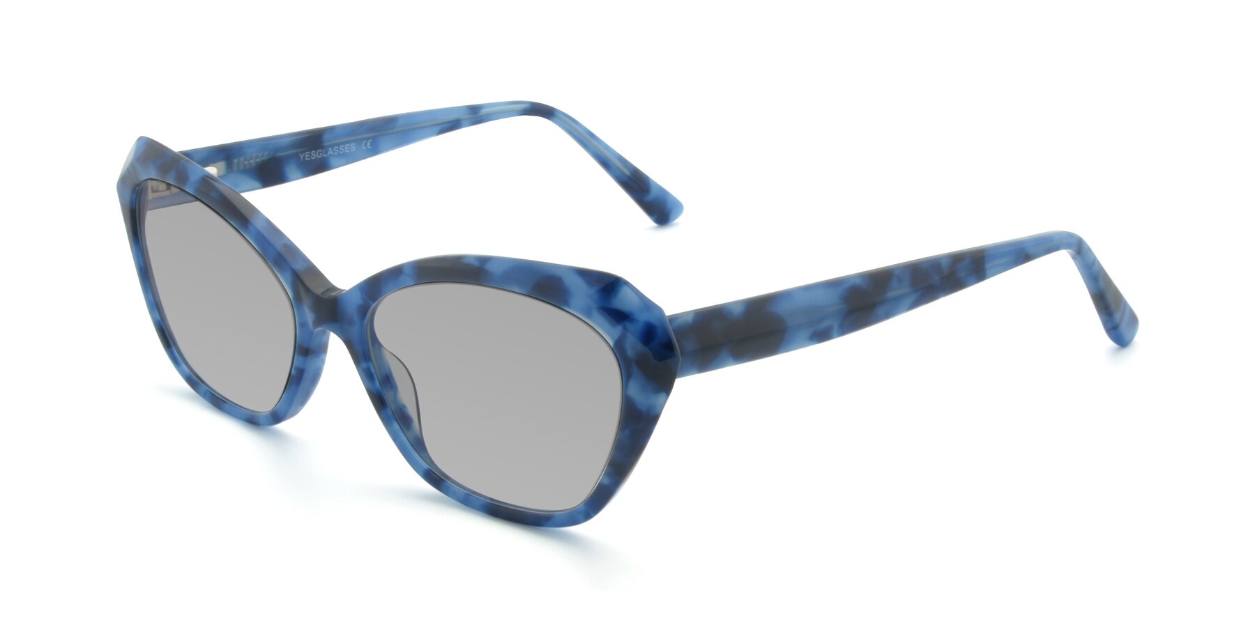 Angle of 17351 in Floral Blue with Light Gray Tinted Lenses