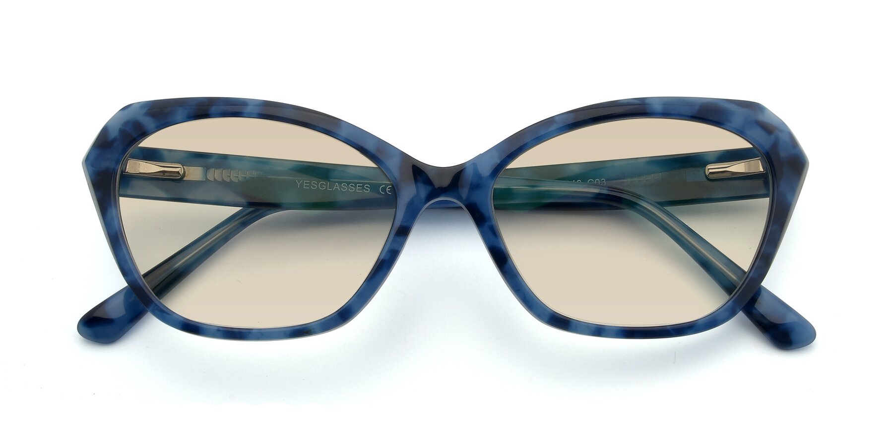 Folded Front of 17351 in Floral Blue with Light Brown Tinted Lenses