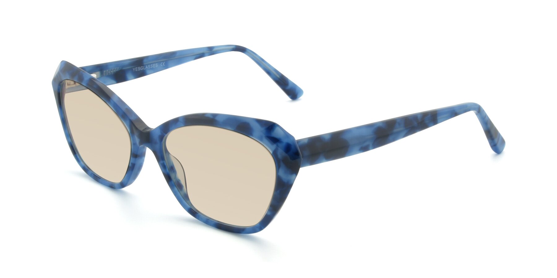 Angle of 17351 in Floral Blue with Light Brown Tinted Lenses