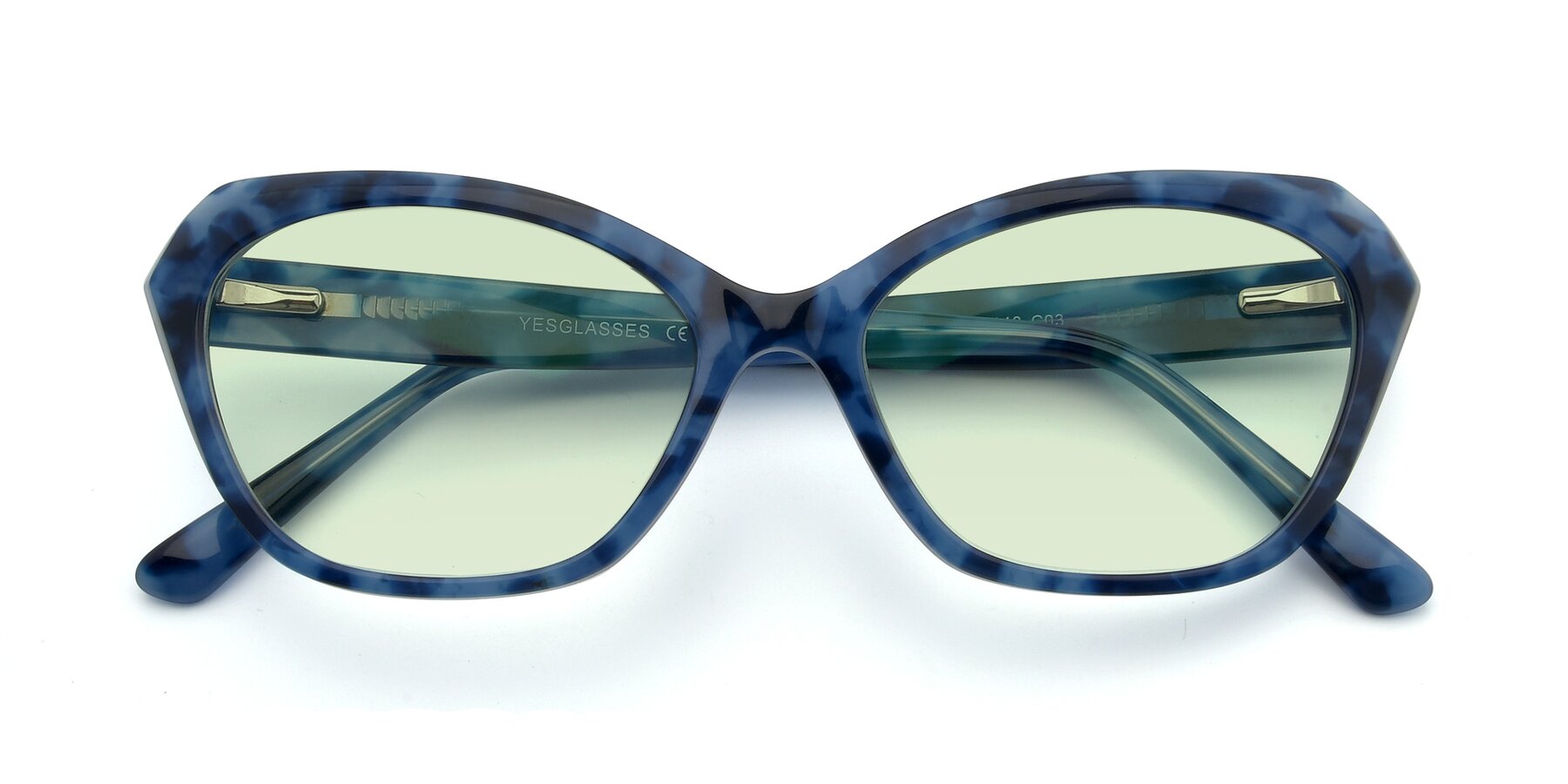 Folded Front of 17351 in Floral Blue with Light Green Tinted Lenses