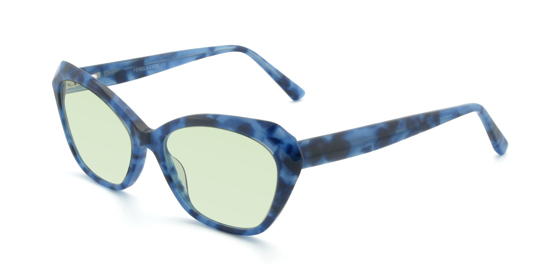 Angle of 17351 in Floral Blue with Light Green Tinted Lenses