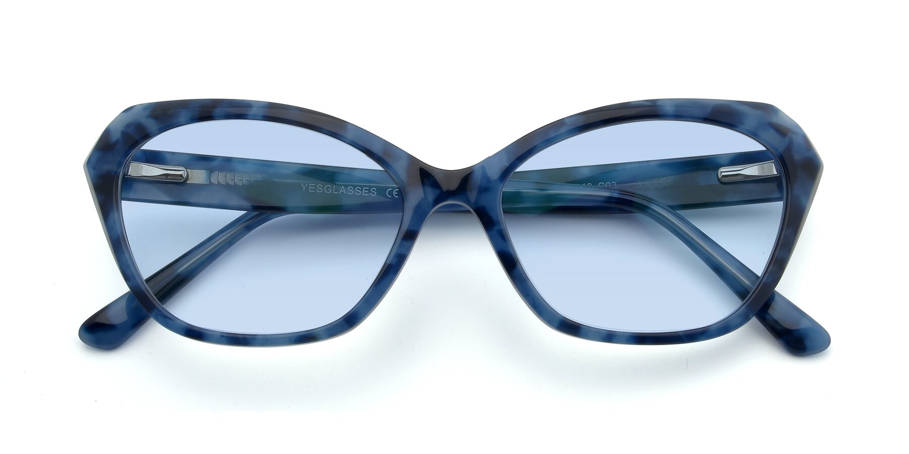 Folded Front of 17351 in Floral Blue with Light Blue Tinted Lenses