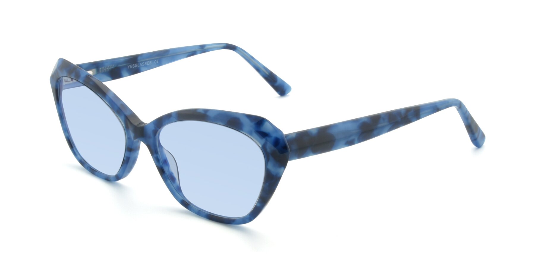 Angle of 17351 in Floral Blue with Light Blue Tinted Lenses