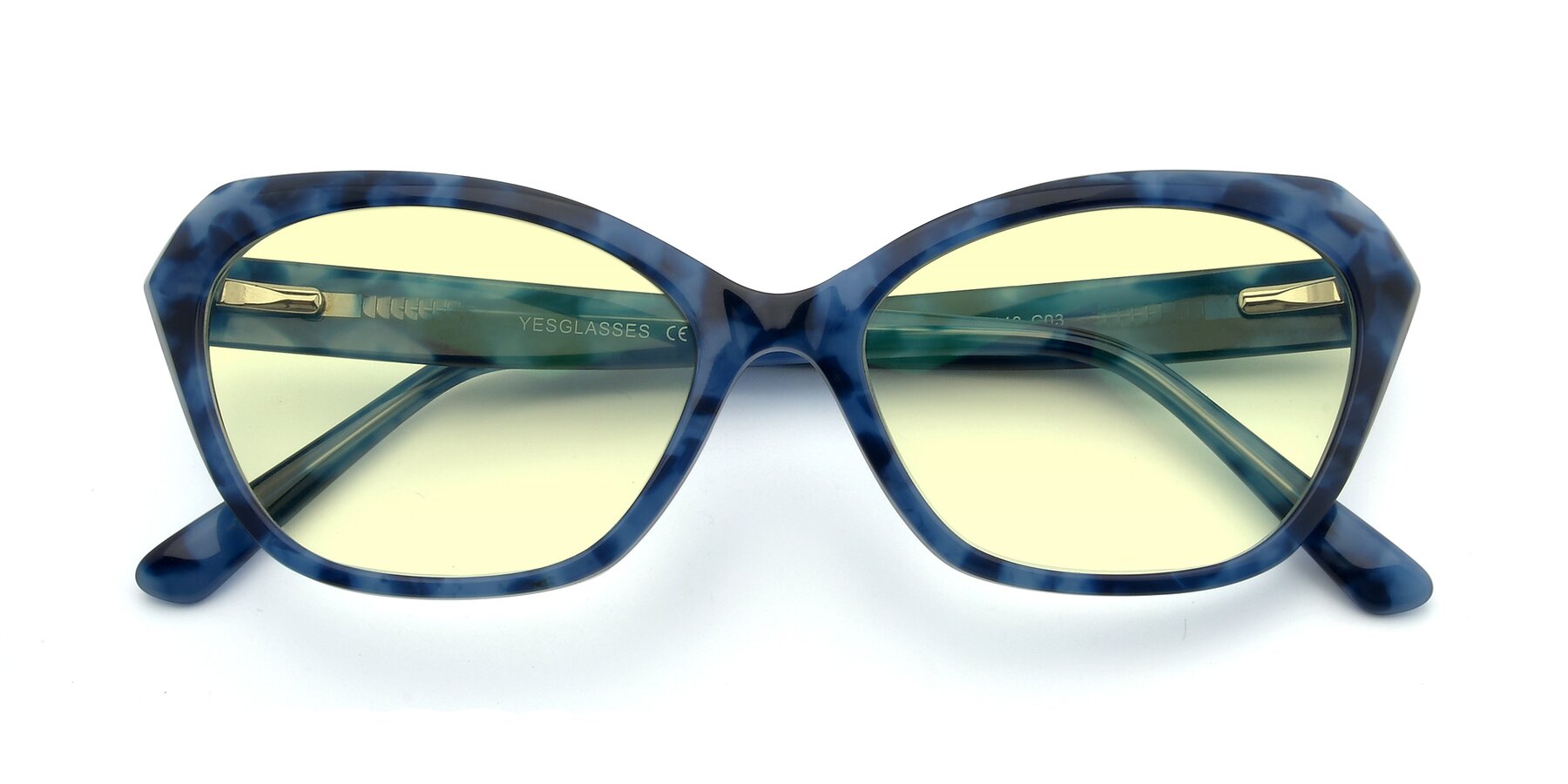 Folded Front of 17351 in Floral Blue with Light Yellow Tinted Lenses
