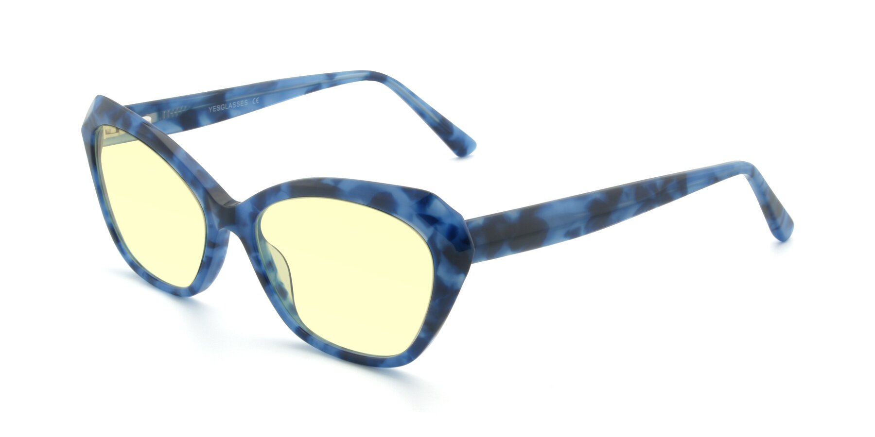 Angle of 17351 in Floral Blue with Light Yellow Tinted Lenses