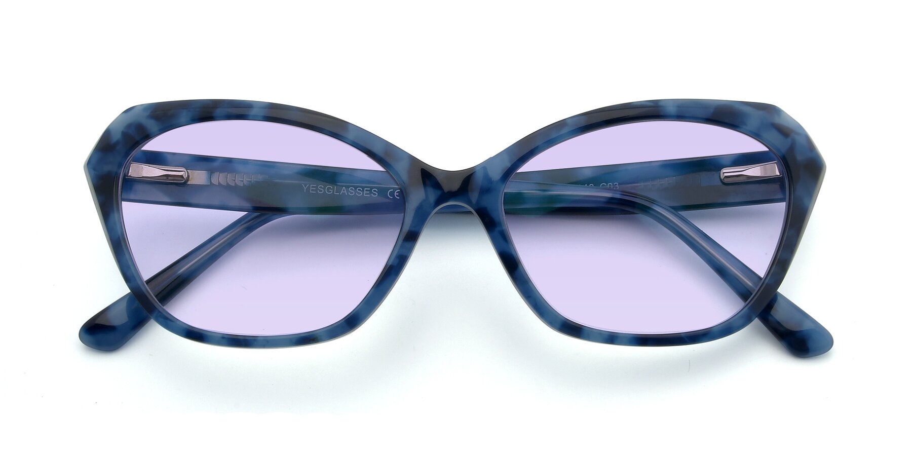 Folded Front of 17351 in Floral Blue with Light Purple Tinted Lenses