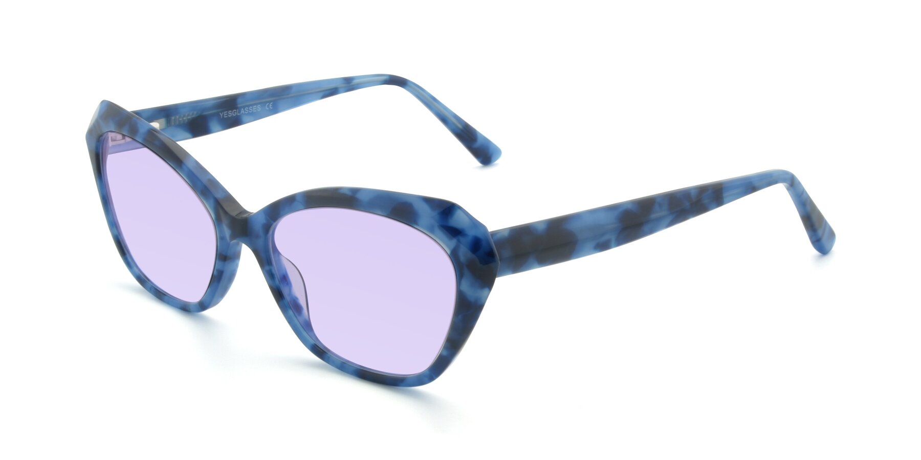 Angle of 17351 in Floral Blue with Light Purple Tinted Lenses