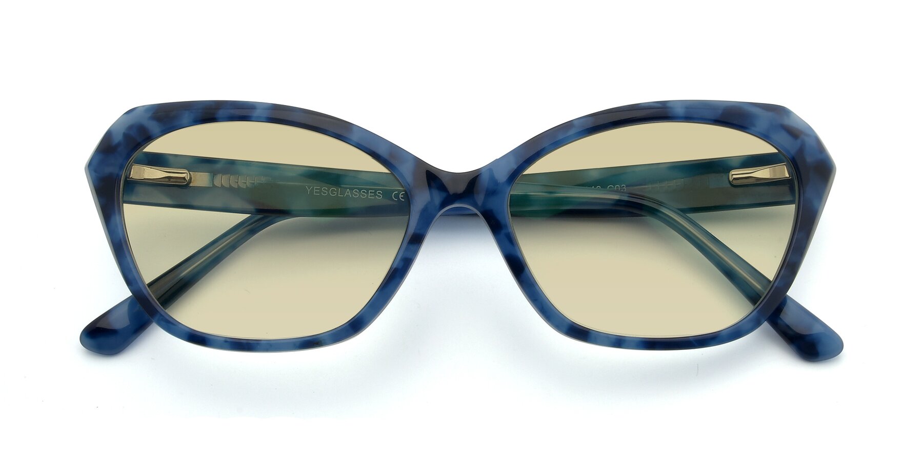 Folded Front of 17351 in Floral Blue with Light Champagne Tinted Lenses