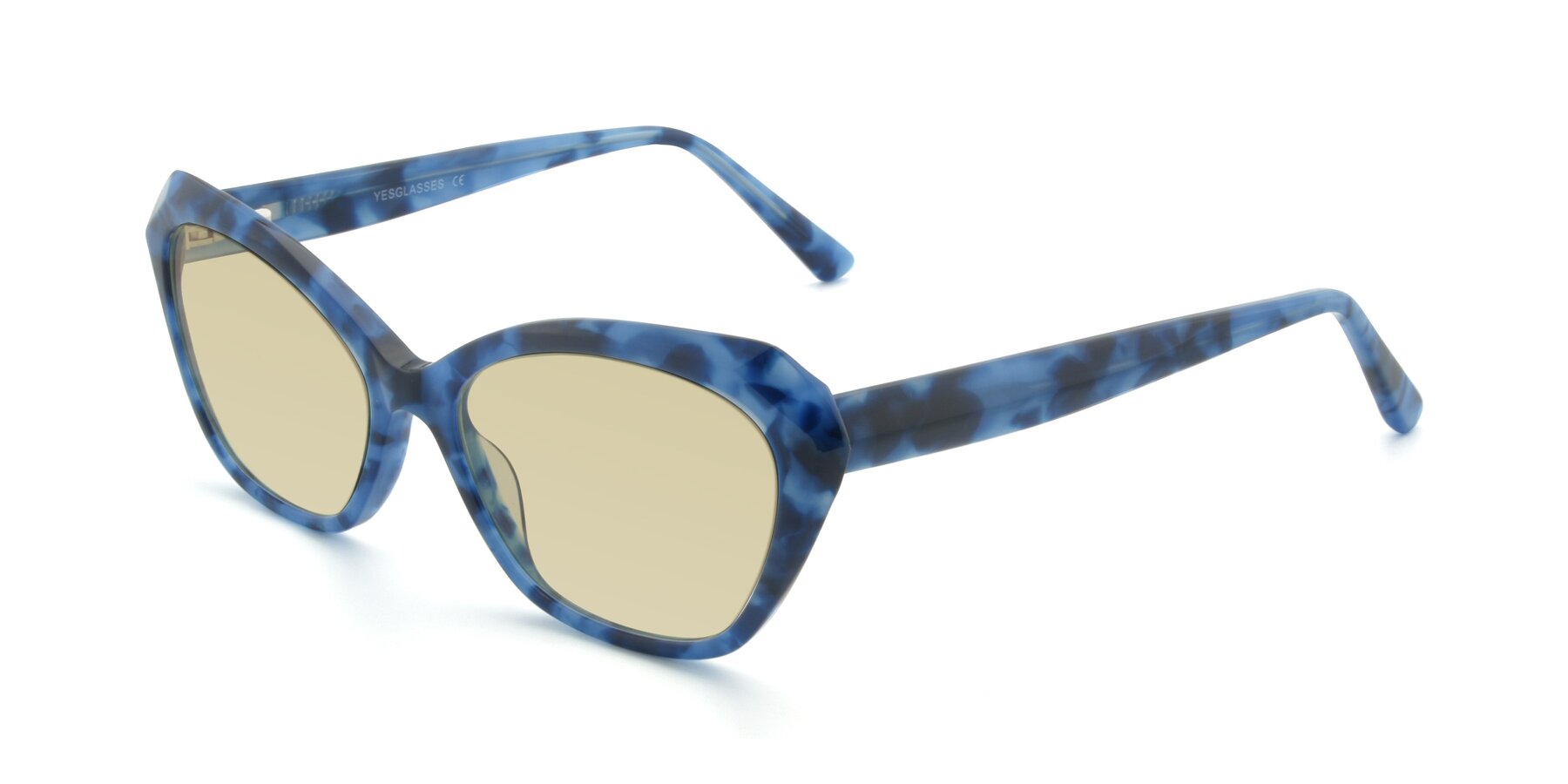 Angle of 17351 in Floral Blue with Light Champagne Tinted Lenses