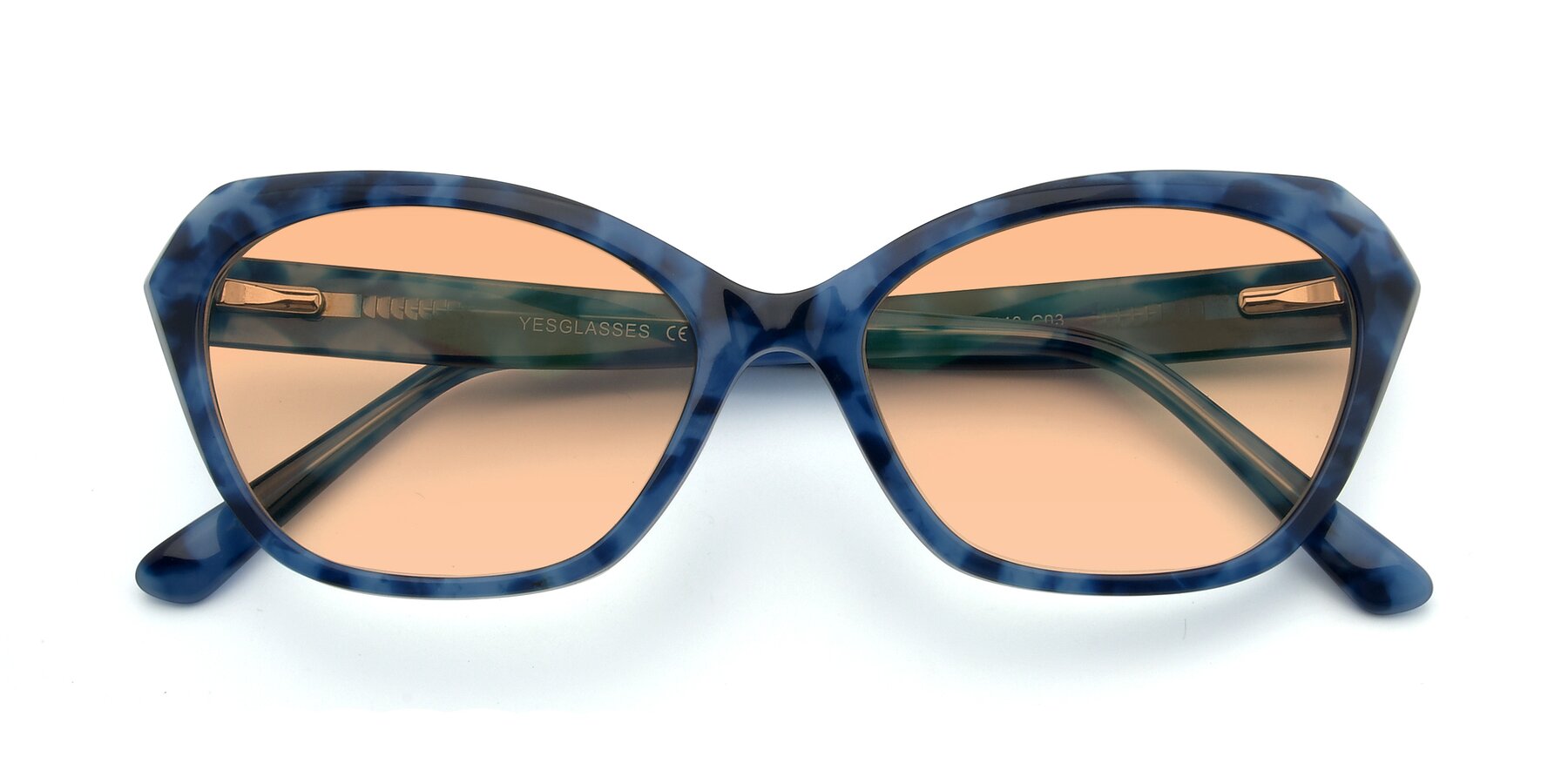 Folded Front of 17351 in Floral Blue with Light Orange Tinted Lenses