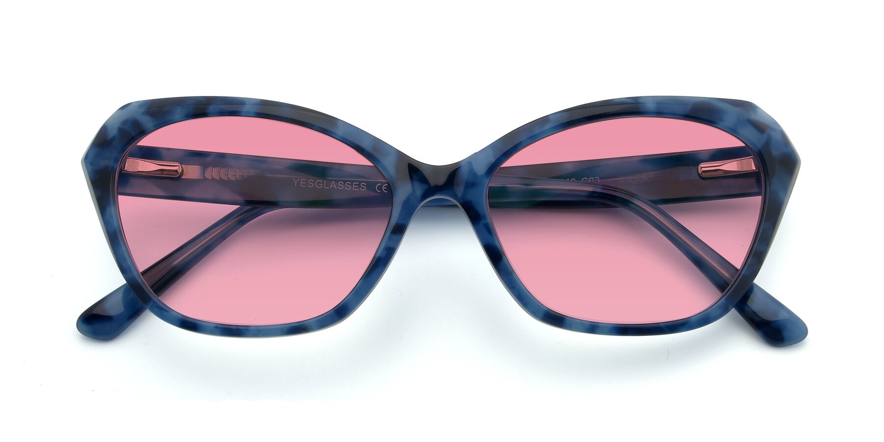 Folded Front of 17351 in Floral Blue with Pink Tinted Lenses