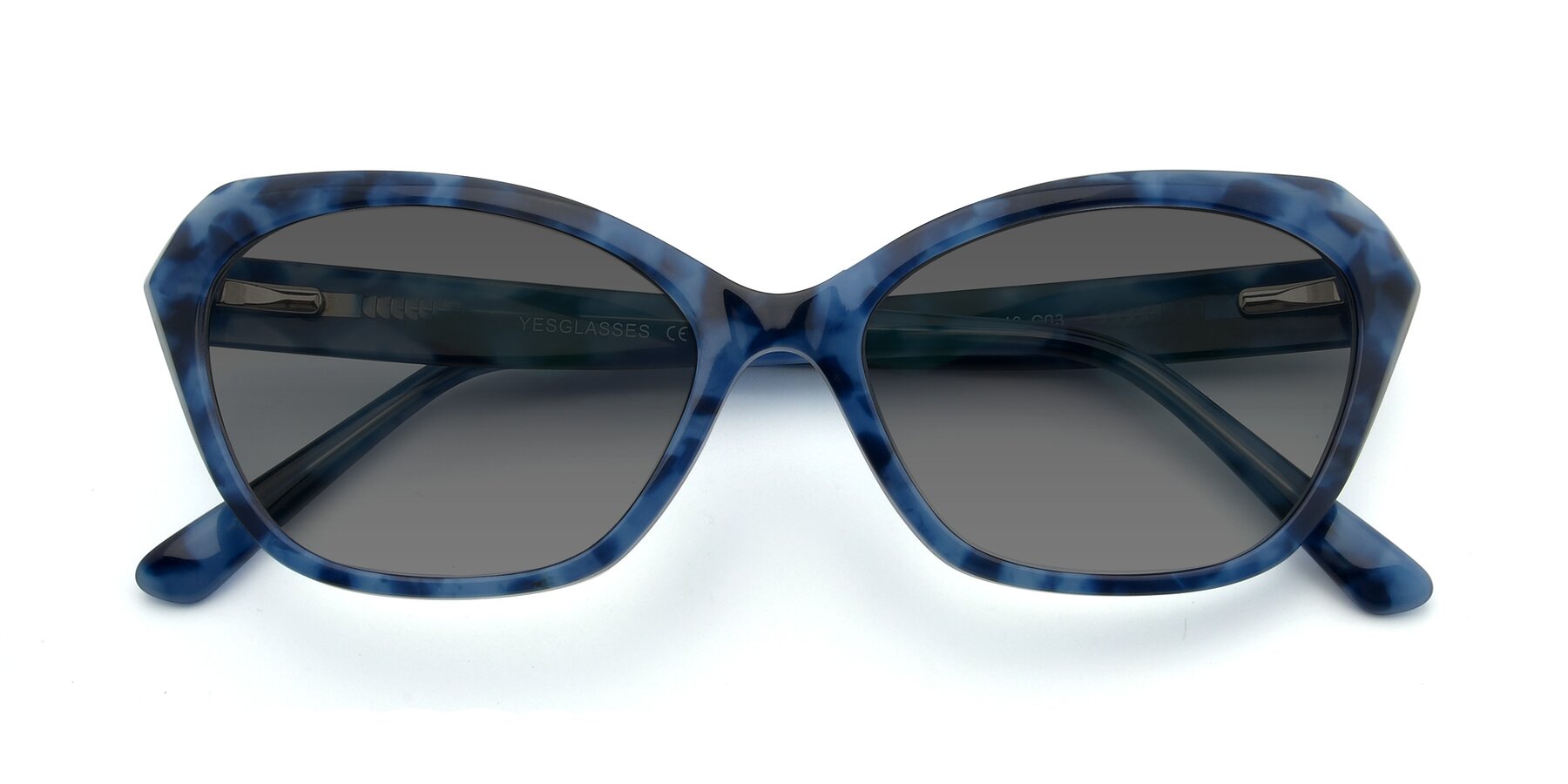 Folded Front of 17351 in Floral Blue with Medium Gray Tinted Lenses