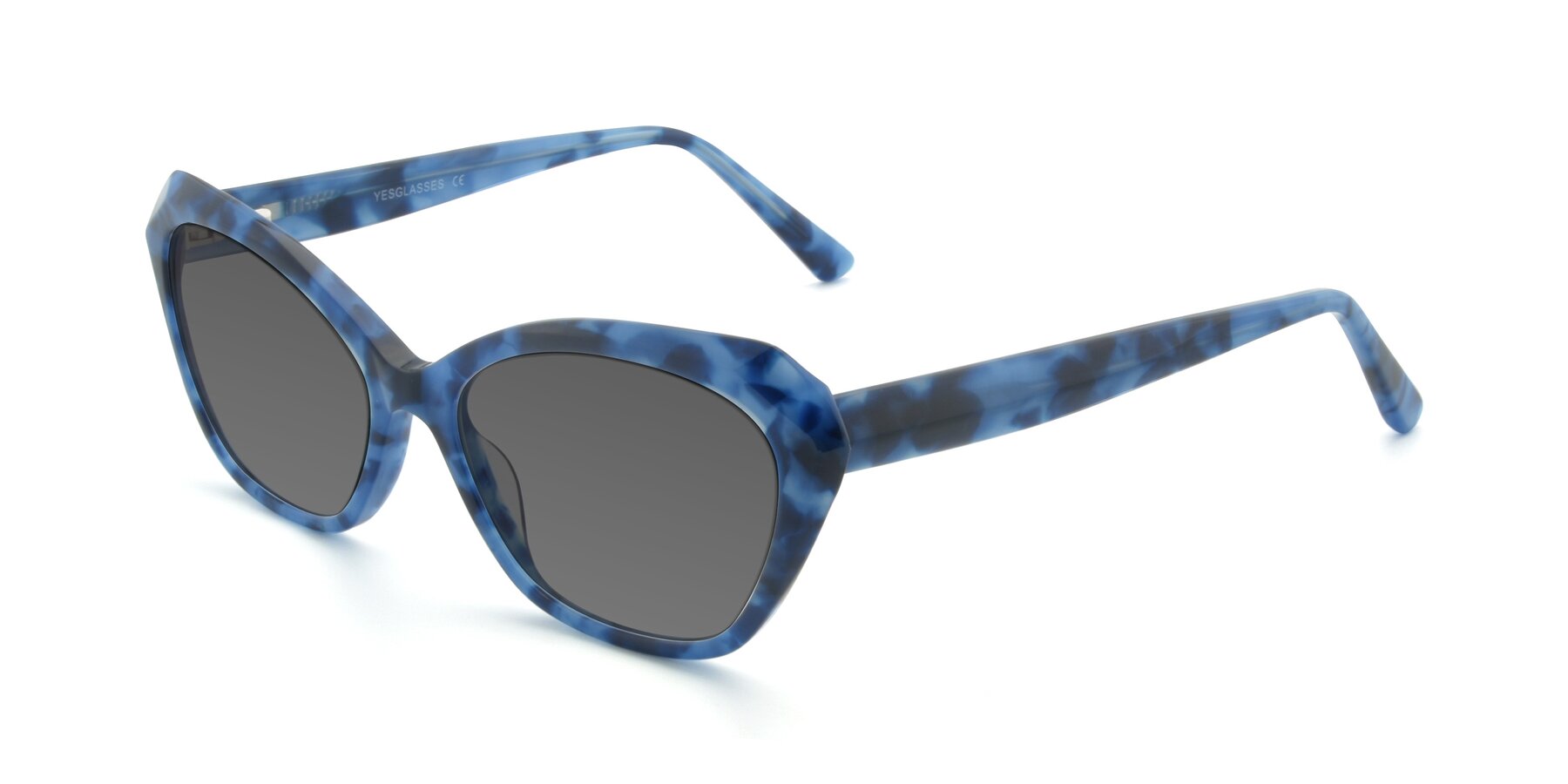 Angle of 17351 in Floral Blue with Medium Gray Tinted Lenses