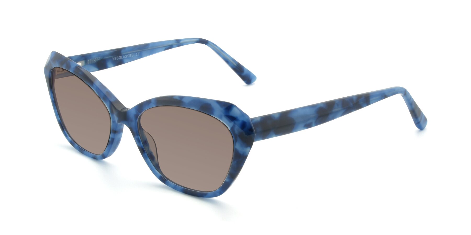 Angle of 17351 in Floral Blue with Medium Brown Tinted Lenses