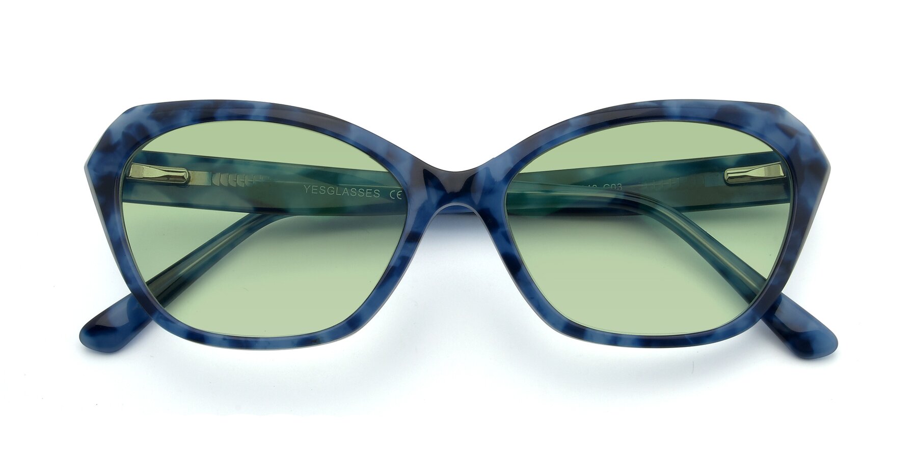 Folded Front of 17351 in Floral Blue with Medium Green Tinted Lenses