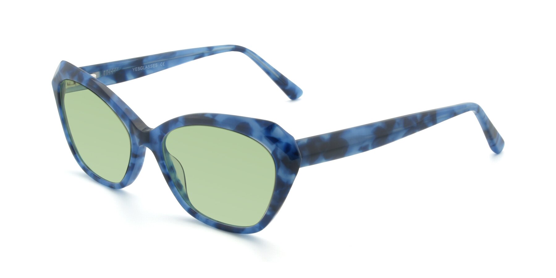 Angle of 17351 in Floral Blue with Medium Green Tinted Lenses
