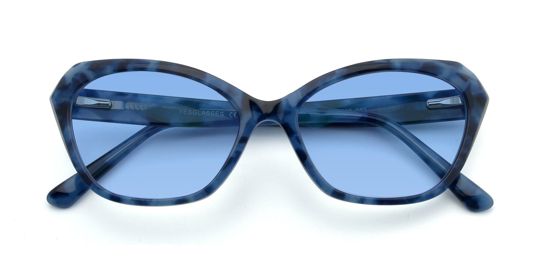 Folded Front of 17351 in Floral Blue with Medium Blue Tinted Lenses