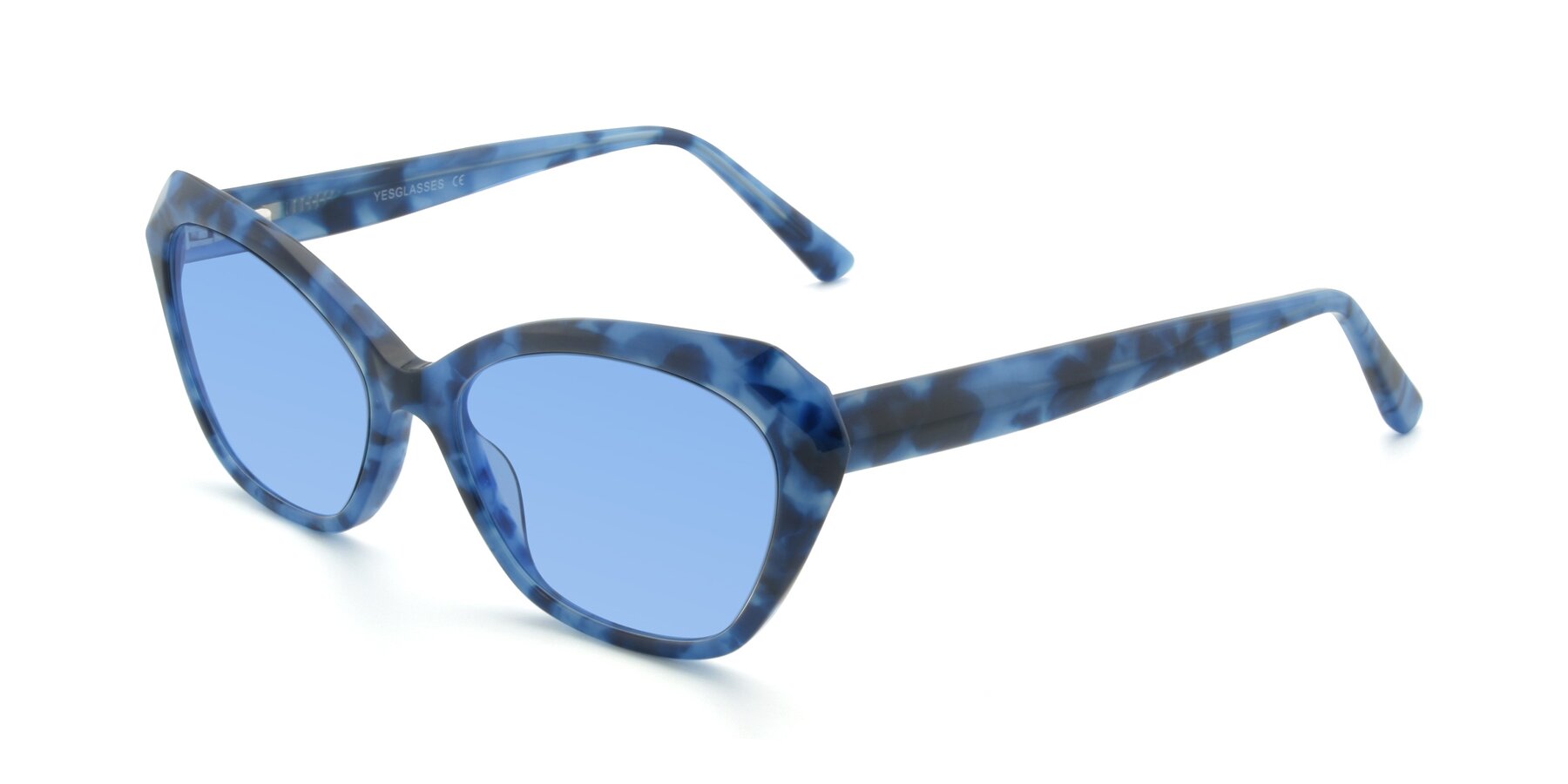 Angle of 17351 in Floral Blue with Medium Blue Tinted Lenses