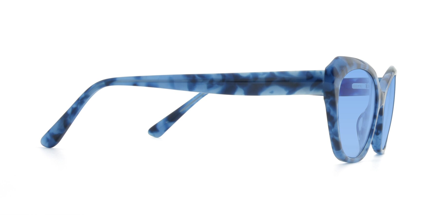Side of 17351 in Floral Blue with Medium Blue Tinted Lenses