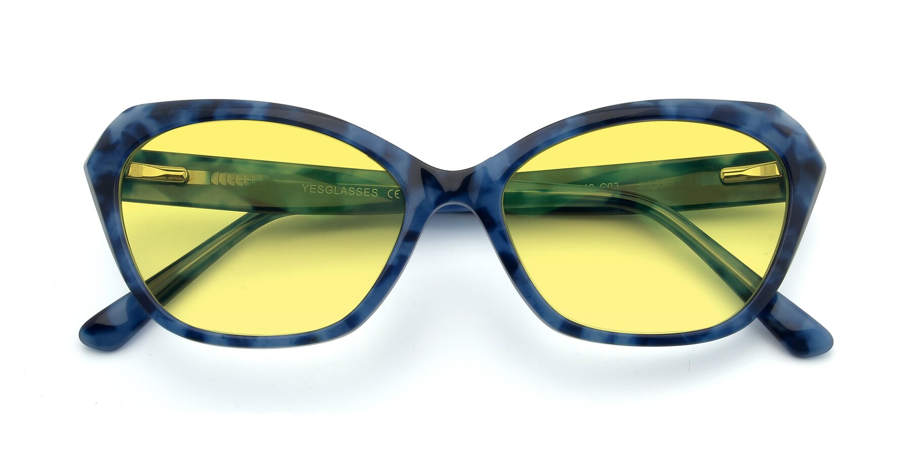 Folded Front of 17351 in Floral Blue with Medium Yellow Tinted Lenses