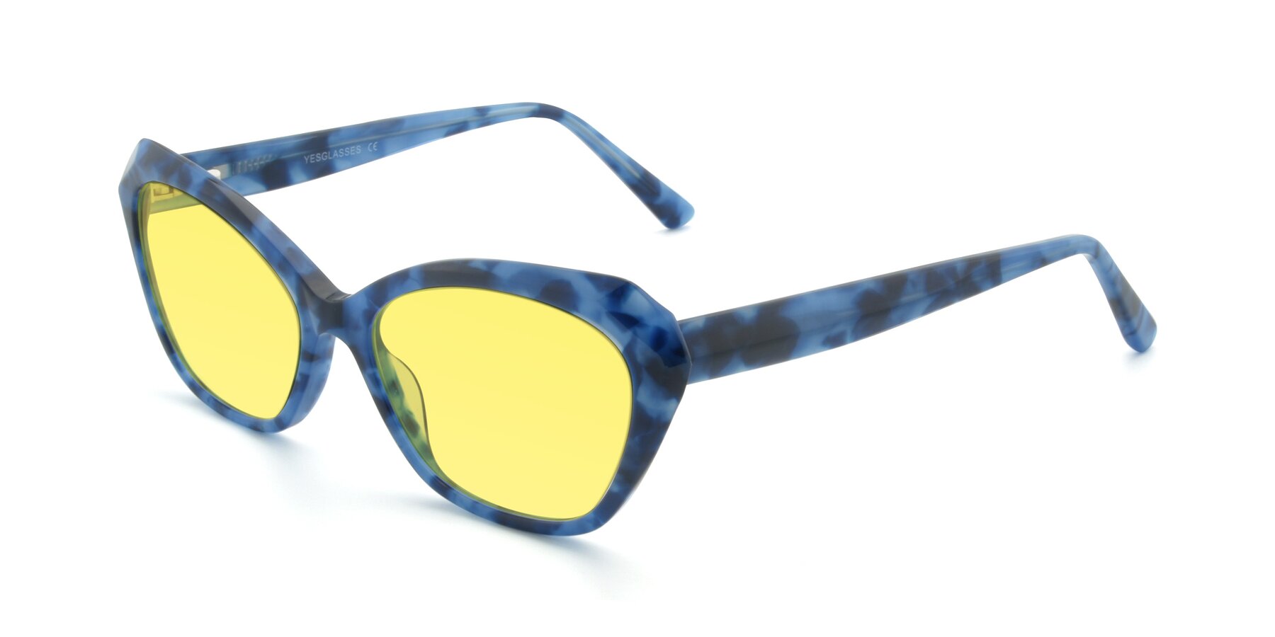 Angle of 17351 in Floral Blue with Medium Yellow Tinted Lenses