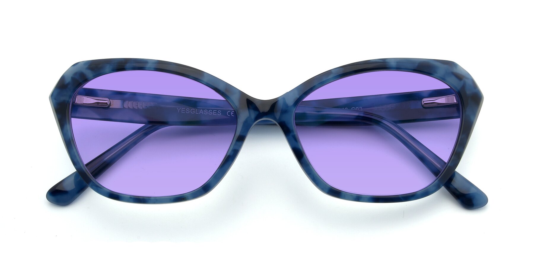 Folded Front of 17351 in Floral Blue with Medium Purple Tinted Lenses