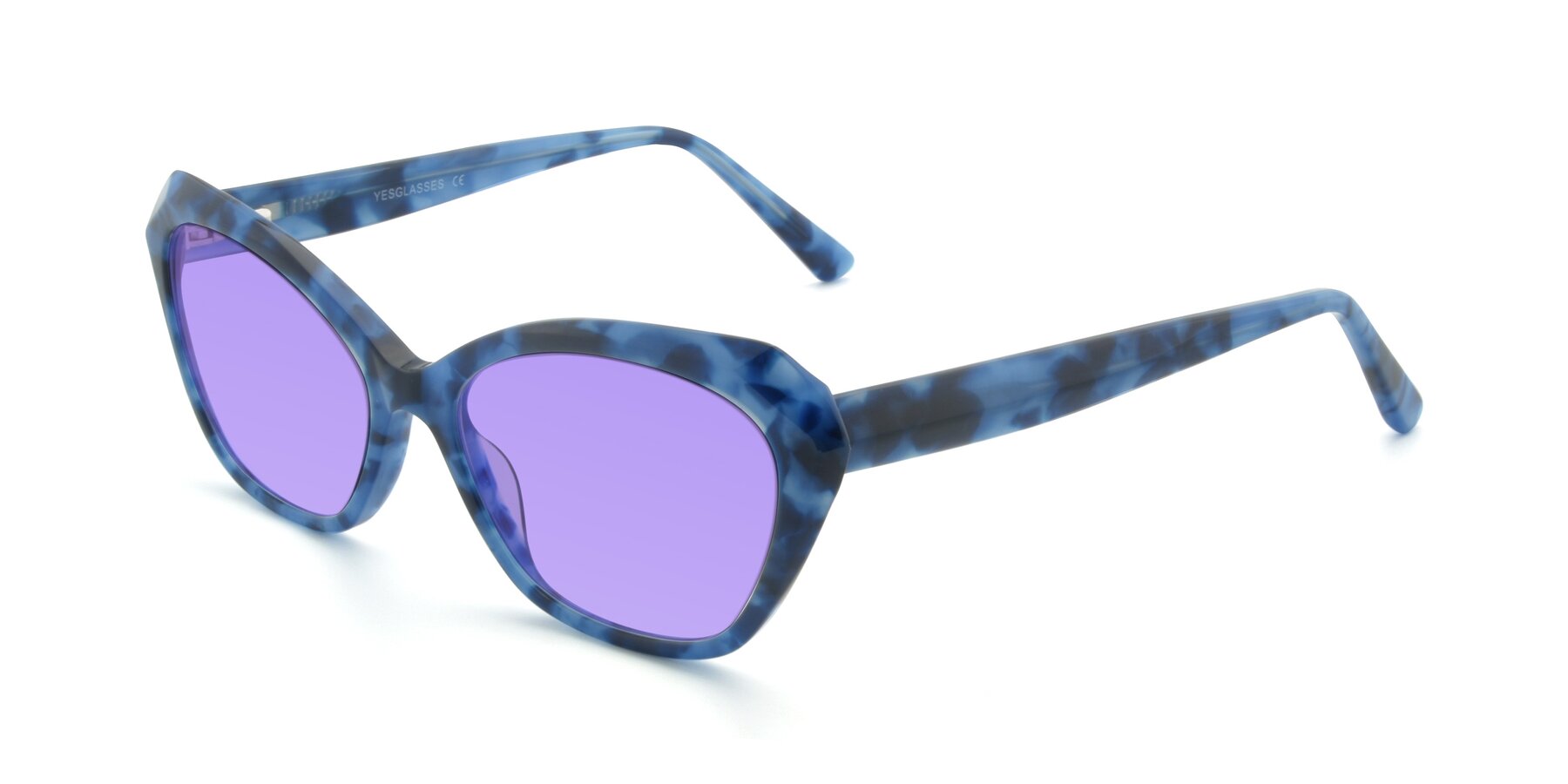 Angle of 17351 in Floral Blue with Medium Purple Tinted Lenses