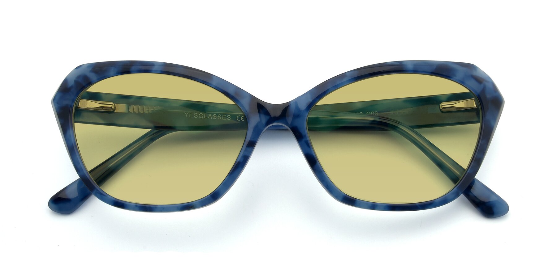 Folded Front of 17351 in Floral Blue with Medium Champagne Tinted Lenses