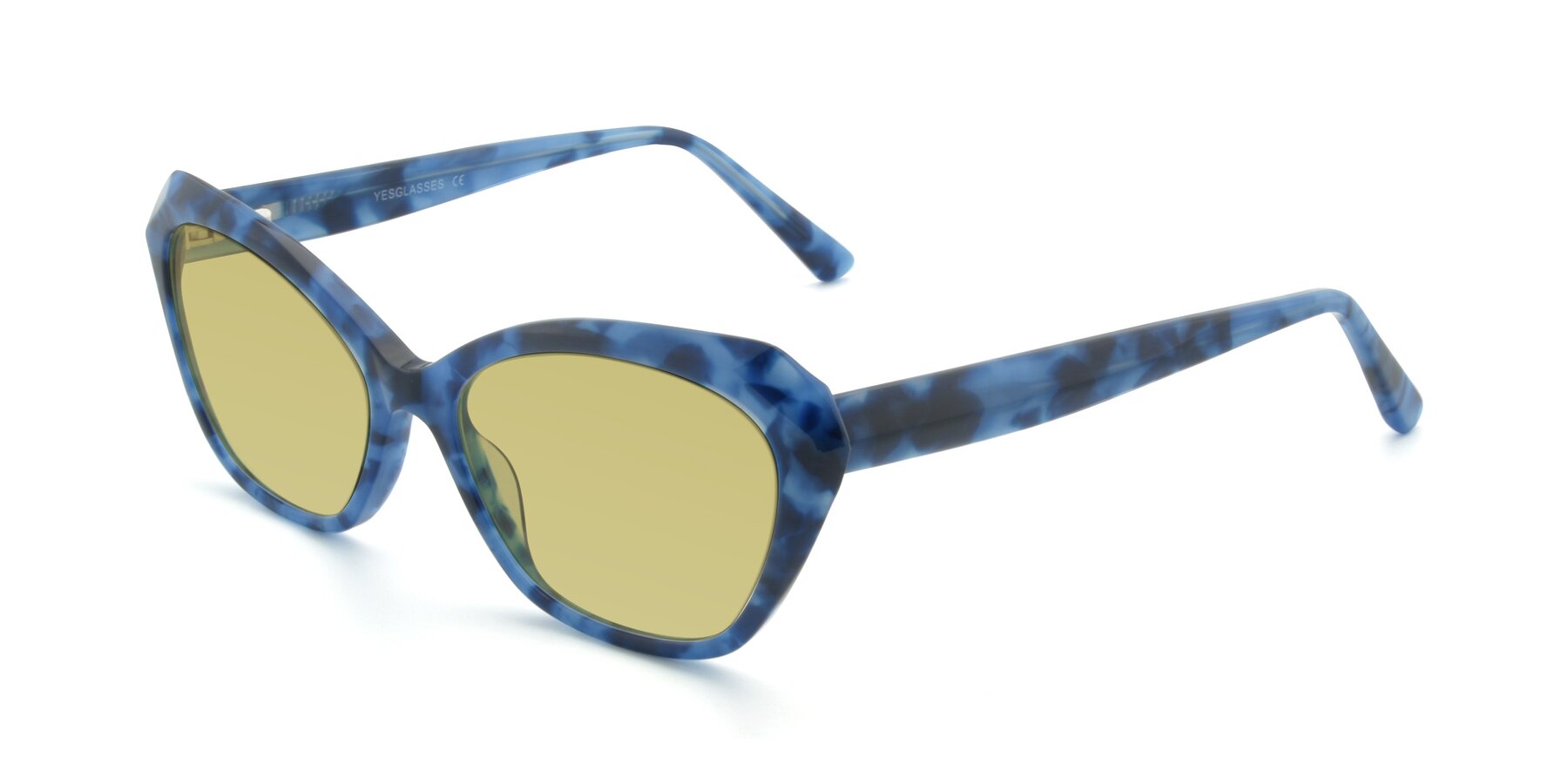 Angle of 17351 in Floral Blue with Medium Champagne Tinted Lenses