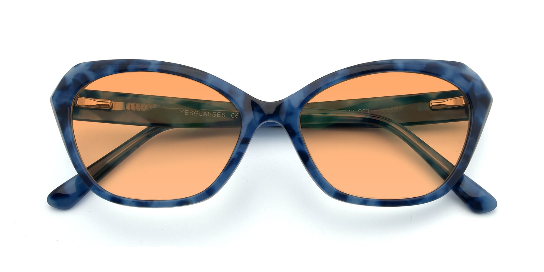 Folded Front of 17351 in Floral Blue with Medium Orange Tinted Lenses