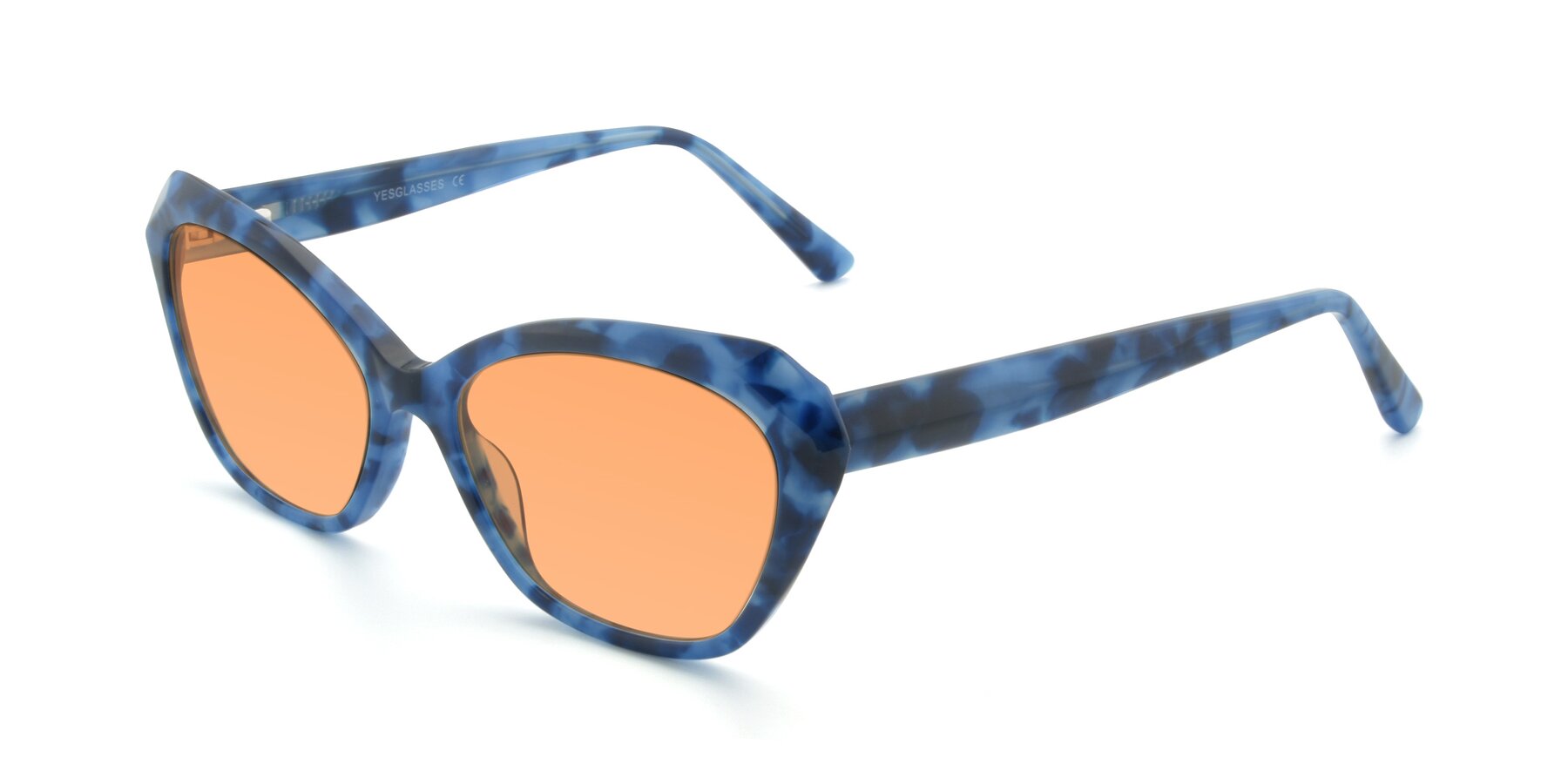 Angle of 17351 in Floral Blue with Medium Orange Tinted Lenses