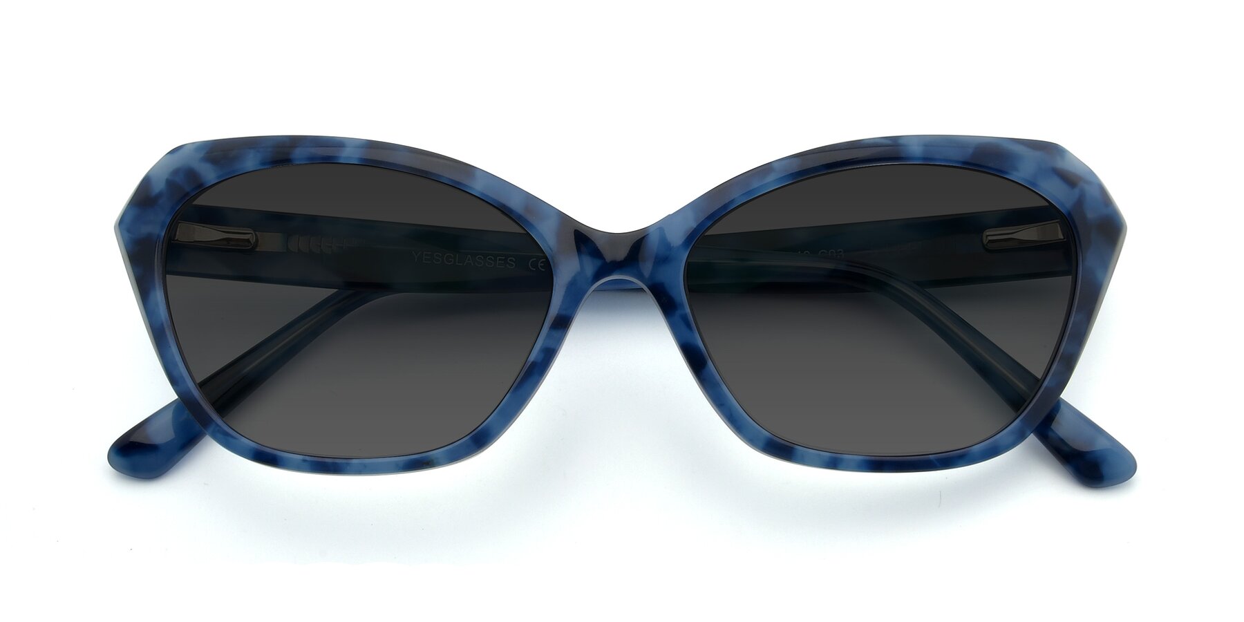 Folded Front of 17351 in Floral Blue with Gray Tinted Lenses