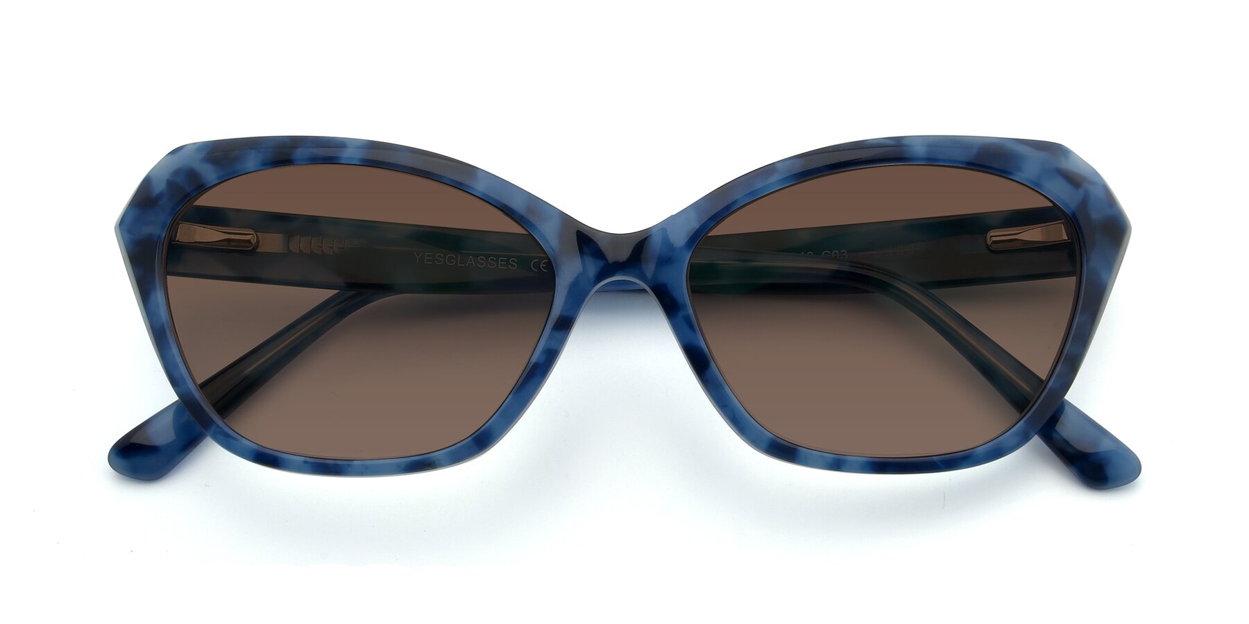 Folded Front of 17351 in Floral Blue with Brown Tinted Lenses