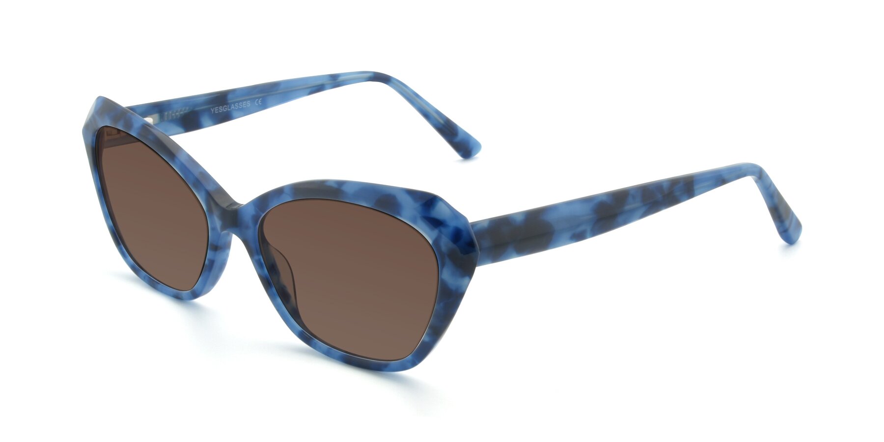 Angle of 17351 in Floral Blue with Brown Tinted Lenses