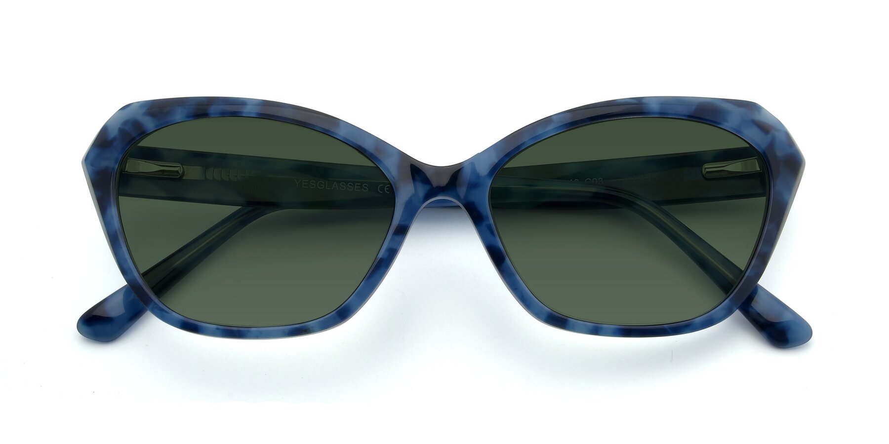 Folded Front of 17351 in Floral Blue with Green Tinted Lenses