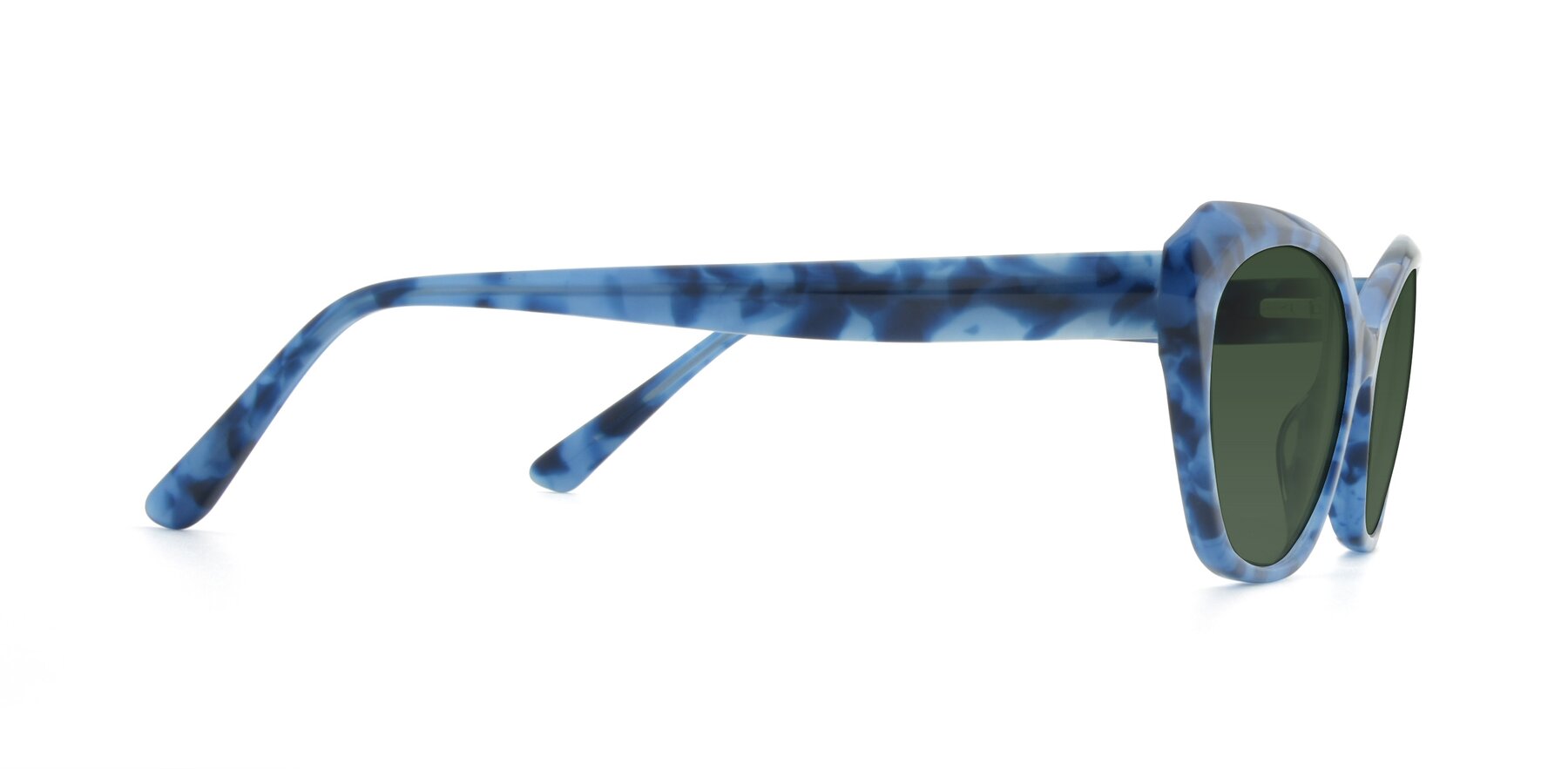 Side of 17351 in Floral Blue with Green Tinted Lenses
