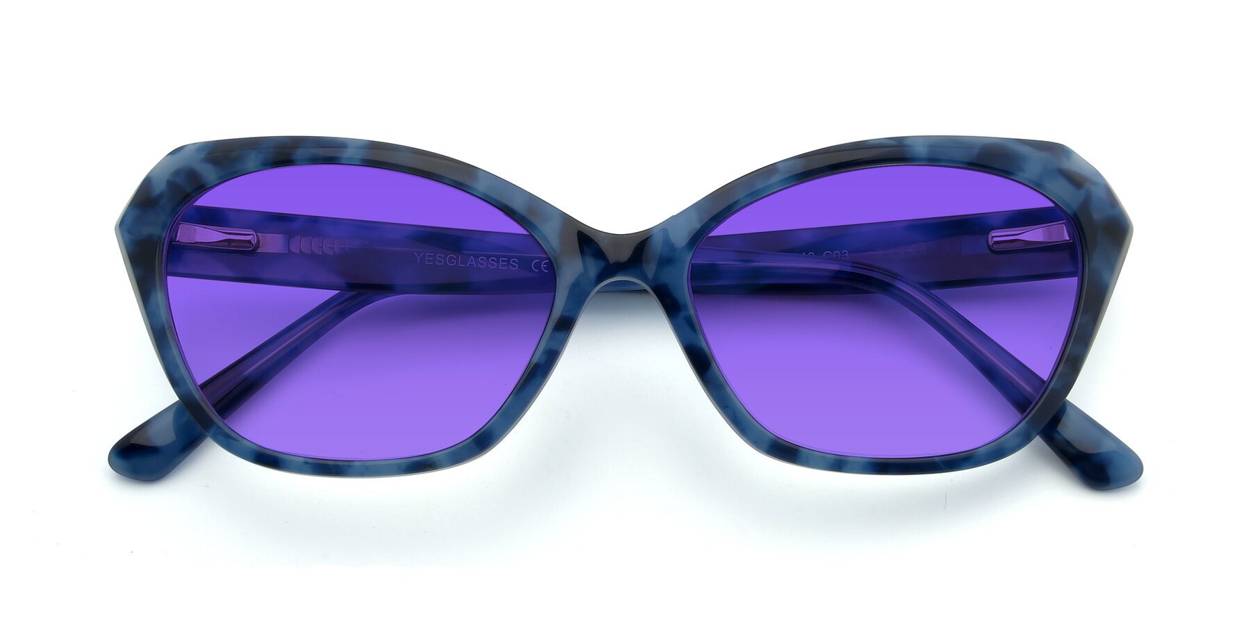 Folded Front of 17351 in Floral Blue with Purple Tinted Lenses