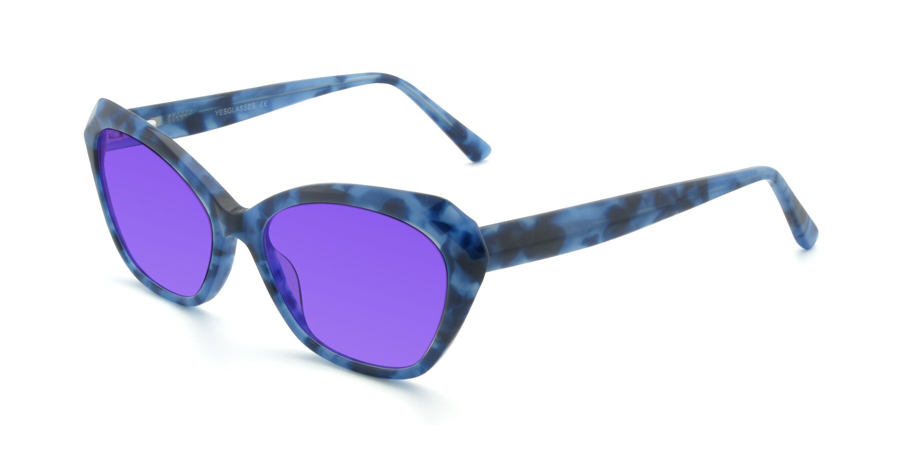 Angle of 17351 in Floral Blue with Purple Tinted Lenses