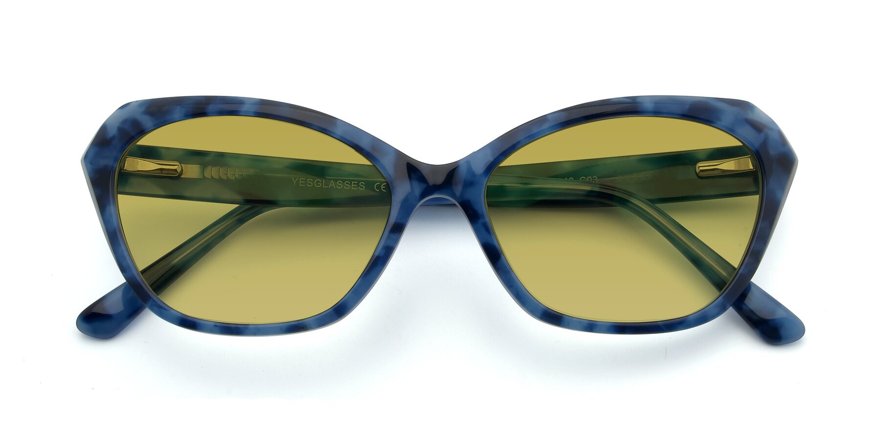 Folded Front of 17351 in Floral Blue with Champagne Tinted Lenses