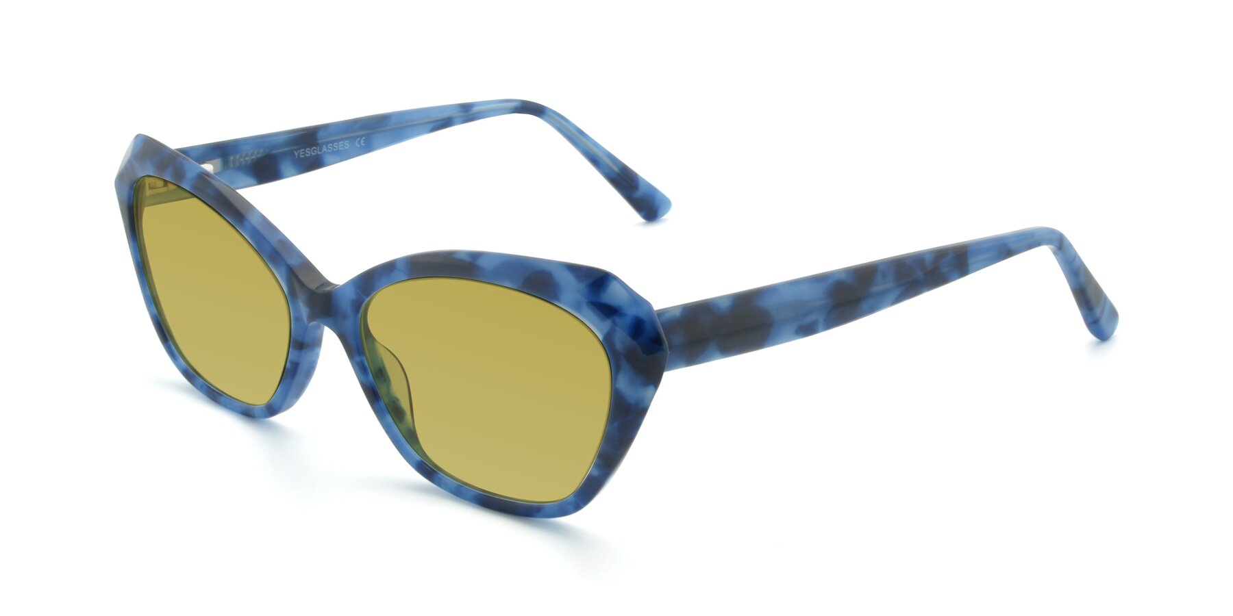 Angle of 17351 in Floral Blue with Champagne Tinted Lenses
