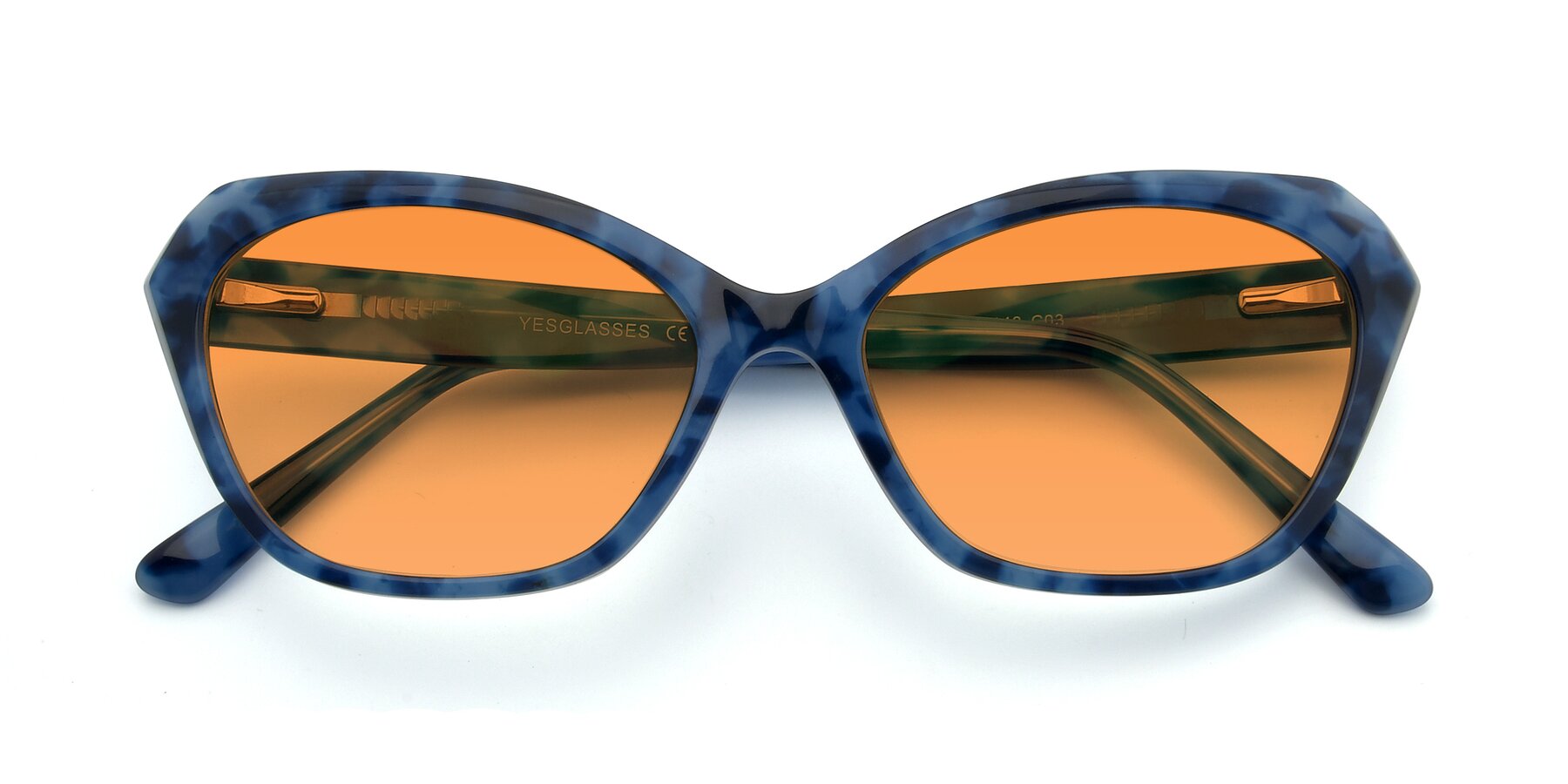 Folded Front of 17351 in Floral Blue with Orange Tinted Lenses