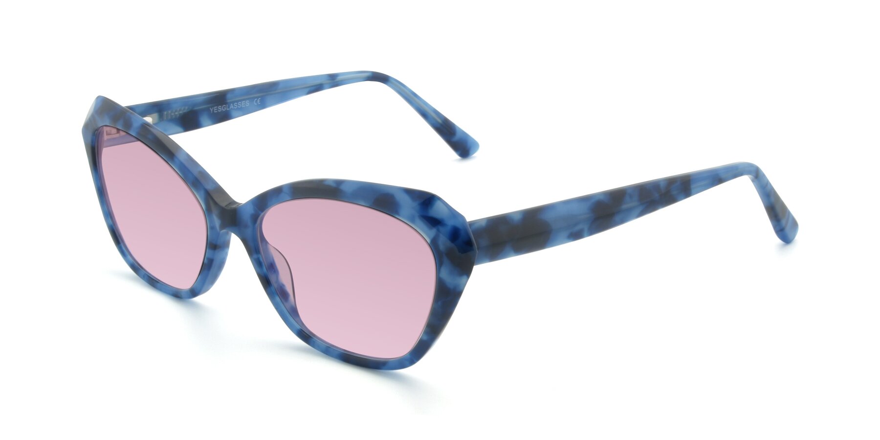 Angle of 17351 in Floral Blue with Light Wine Tinted Lenses