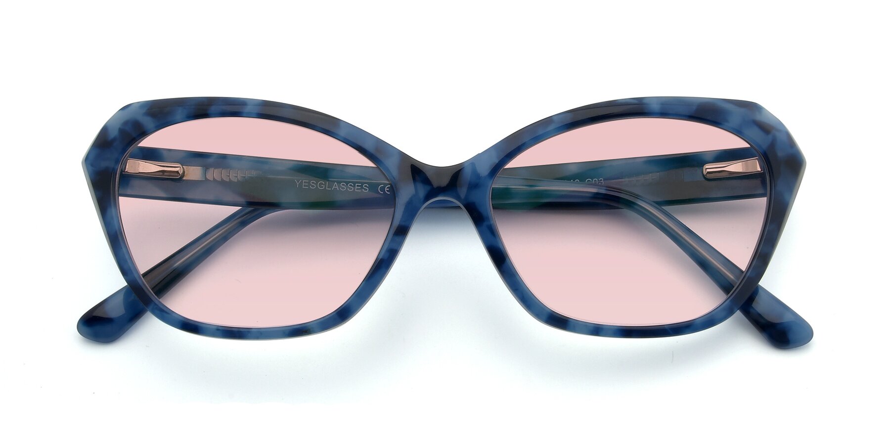 Folded Front of 17351 in Floral Blue with Light Garnet Tinted Lenses